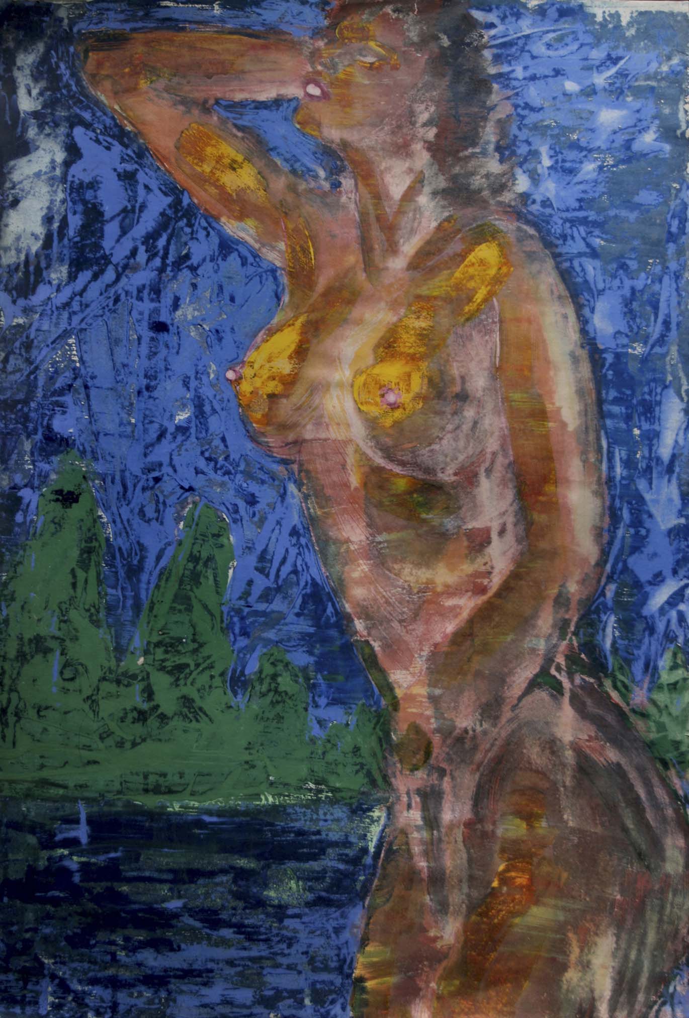 跨越时空的岩画之十一（纸上水彩与丙烯）