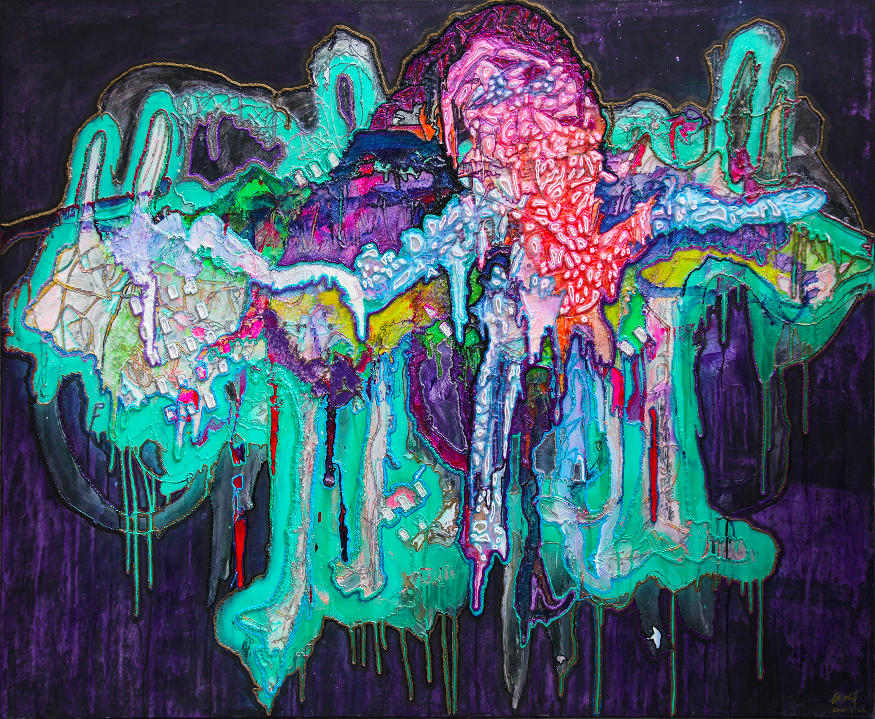 未来之痕——硅基时代 165X135cm  丙烯及3D打印材料等 画布 2025.jpg