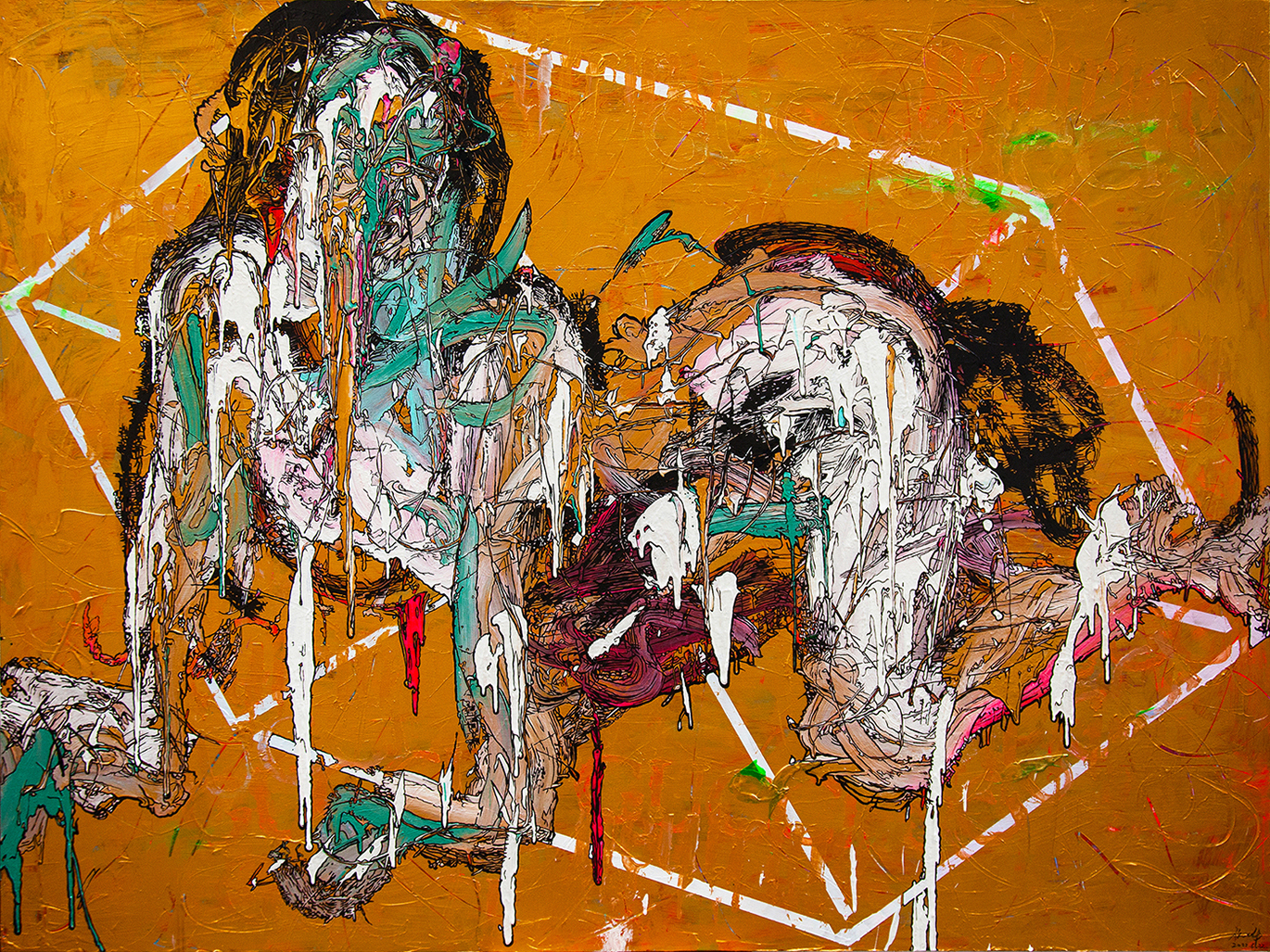 金色背景前的人影 120x100cm 布上丙烯 2021.jpg